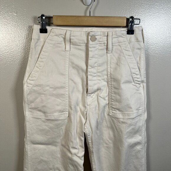 Mother Patch Pocket Private Ankle Fray Pants Size 25 Creampuffs Ivory High Rise - Picture 5 of 14